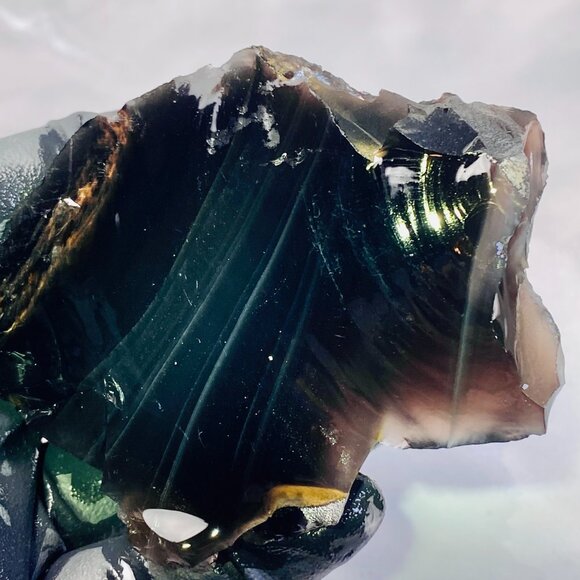 Rainbow Obsidian Rough Raw Lapidary Glass Butte Oregon Rare Purple Green 5 oz. - Picture 10 of 13